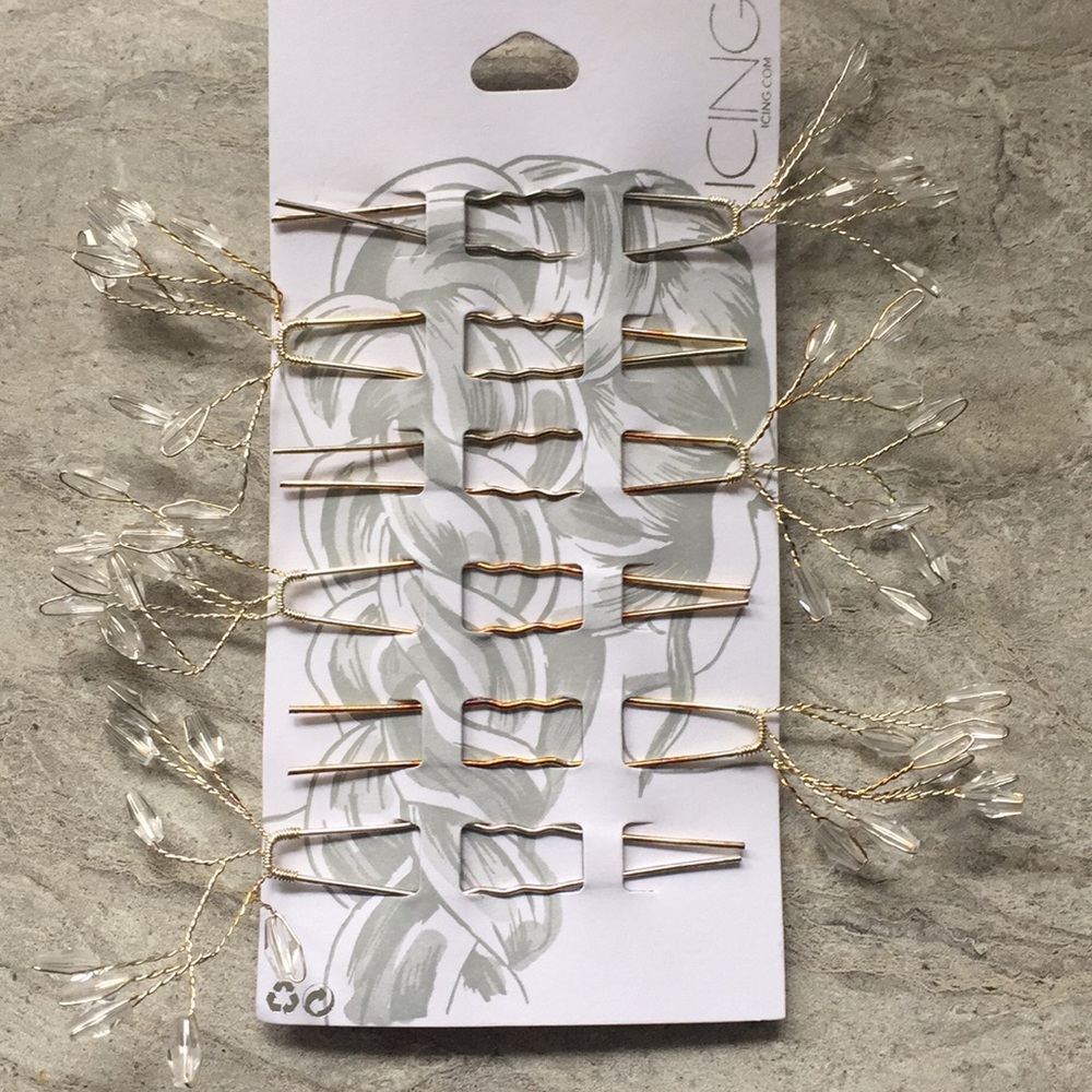Bridal Wedding Hair Pins silver gold and crystal
